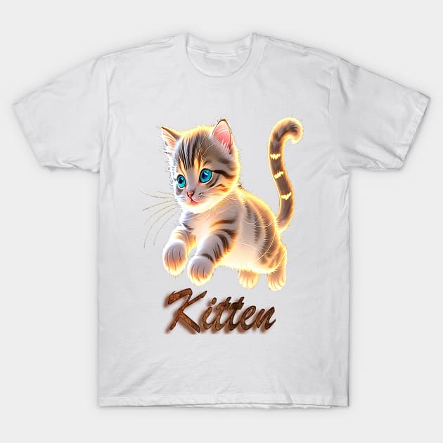 Cute Kitten Jump T-Shirt by H.M